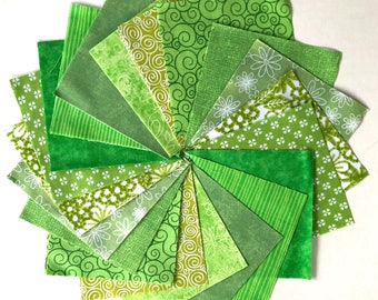 Lime Green Fabric Squares -  30 - 5” Quilt Charm Squares by SEW FUN QUILTS Time Saver Quilt Kit -