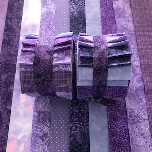 Purple Quilt  - Fabric Strips Jelly Roll - 20 Strips- by Sew Fun Quilts- Time Saver Quilt Kit - 1 Roll