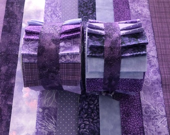 Purple Quilt  - Fabric Strips Jelly Roll - 20 Strips- by Sew Fun Quilts- Time Saver Quilt Kit - 1 Roll