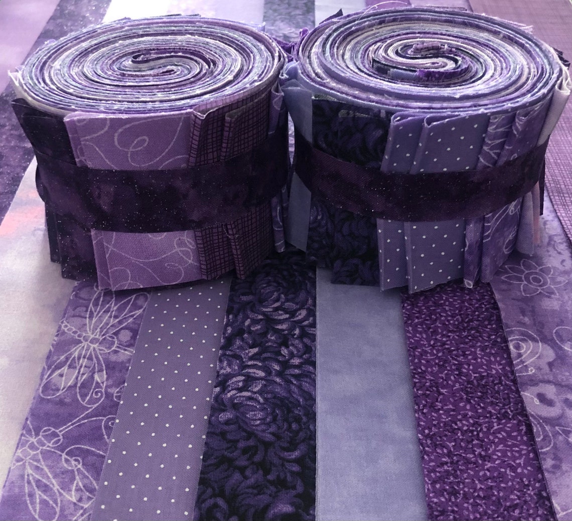 Purple Quilt Fabric Strips Jelly Roll I Cut You Sew by | Etsy