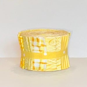 Yellow Sunshine  Quilt Fabric Strips Jelly Roll by SEW FUN QUILTS - 1 Roll - 20 strips
