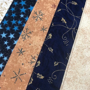 Country Christmas Blue & Beige JELLY ROLL 20 Christmas Quilt Fabric Strips Sewfunquilts image 5