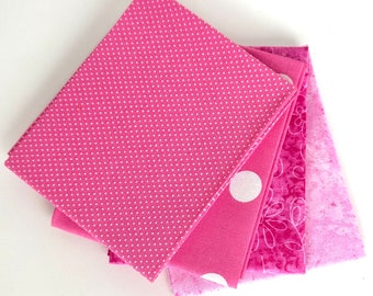 Pink Fat Quarter 4 pieces Bundle - 1 yard total- 4 fat quarters - SEW FUN QUILTS Time Saver Quilt Kit