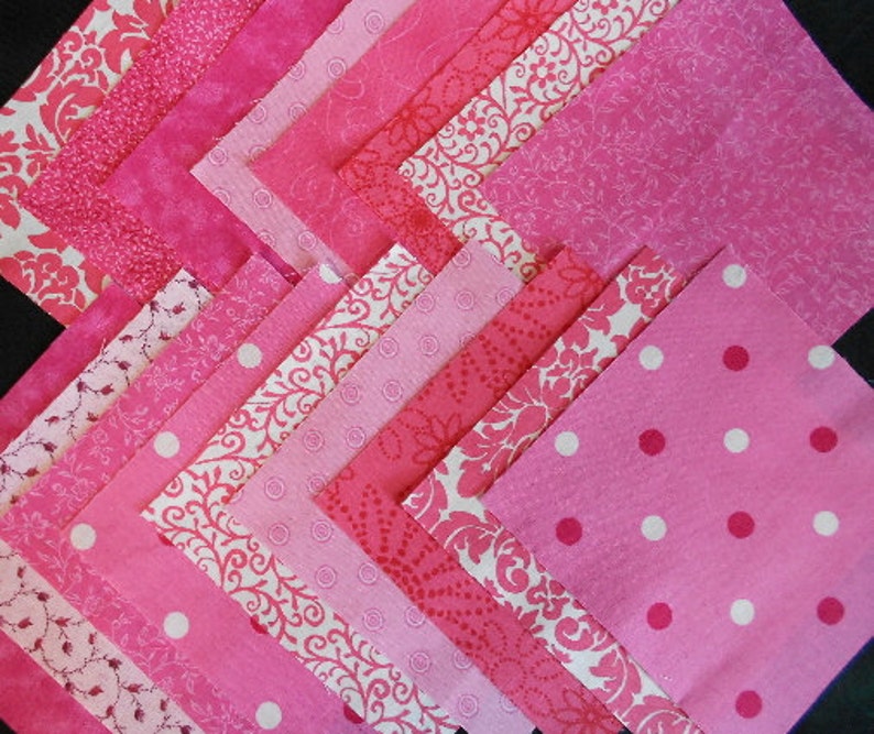 Pink Quilt Fabric Charm Squares Time Saver Quilt Kit 30 Etsy