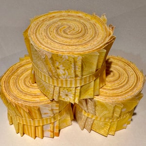 Yellow Sunshine Quilt Fabric Strips Jelly Roll by SEW FUN QUILTS 1 Roll 20 strips image 6