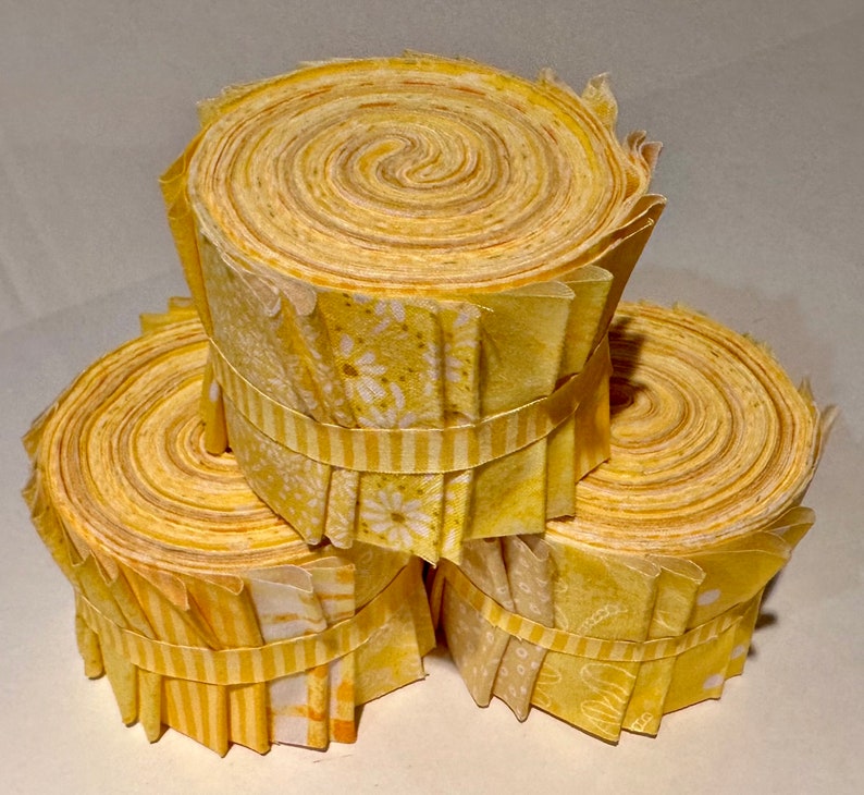 Yellow Sunshine Quilt Fabric Strips Jelly Roll by SEW FUN QUILTS 1 Roll 20 strips image 6