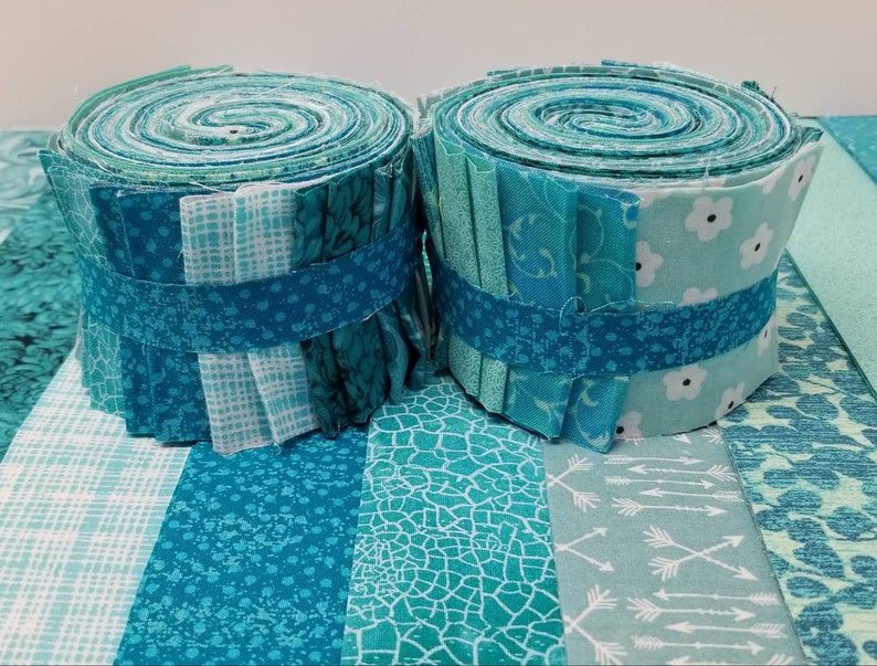Aqua Quilt Fabric Jelly Roll Strips SEW FUN QUILTS Time Etsy