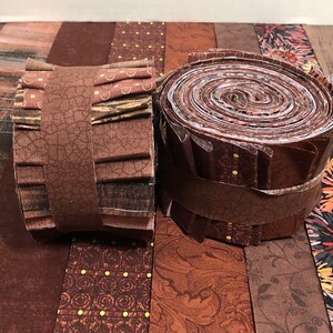 Brown Quilt Fabrics Jelly Roll 20 fabric strips Time Saver Quilt Kit by SEW FUN QUILTS 1 Roll image 6