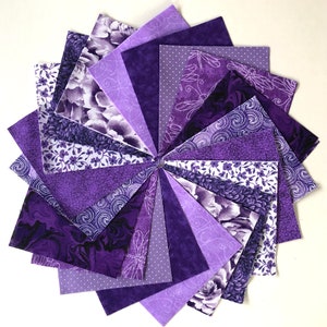 Purple Quilt Fabric Charm Squares - 30 -5” squares-  Quilt Kit, Quilt Blocks by SEW FUN QUILTS