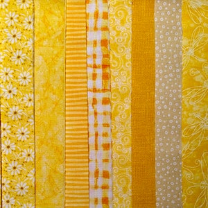 Yellow Sunshine Quilt Fabric Strips Jelly Roll by SEW FUN QUILTS 1 Roll 20 strips image 2