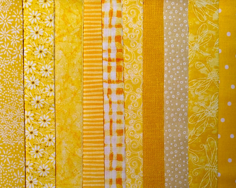 Yellow Sunshine Quilt Fabric Strips Jelly Roll by SEW FUN QUILTS 1 Roll 20 strips image 2