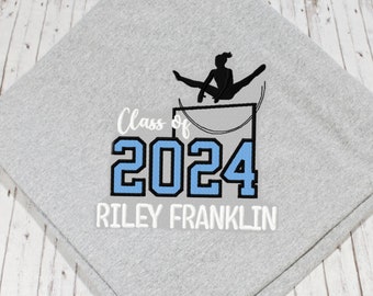 Personalized Gymnast Class of 2024 Graduation Blanket