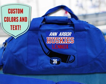 Personalized Ice Hockey Duffle Bag: Custom Team Colors & Name