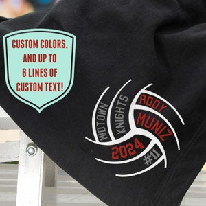 Custom Personalized Volleyball Stadium Blanket 3 Lines of Custom Text Custom Blanket and Word Colors Volleyball Senior Gift For Coach