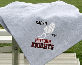 Custom Personalized Cross Country Stadium Blanket -3 Lines of Custom Text, Custom Blanket and Word Colors