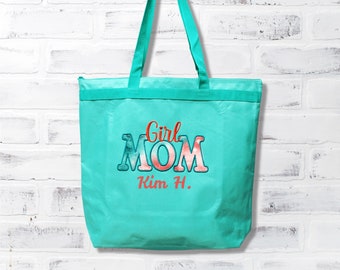 Personalized Girl Mom Tote Bag, Mother's Day Gift, Mom tote Bag, Toddler Mom, Girl Mom