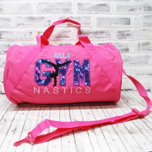 Personalized Pink Purple Teal Abstract Gymnastics Bag- Small Pink Duffle Shown - Easter Gift