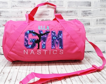 Personalized Pink Purple Teal Abstract Gymnastics Bag- Small Pink Duffle Shown - Easter Gift