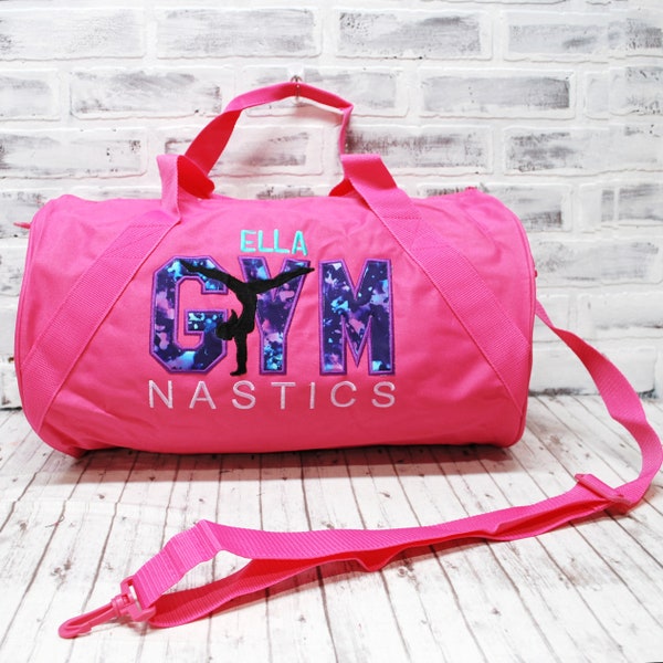 Personalized Pink Purple Teal Abstract Gymnastics Bag- Small Pink Duffle Shown - Easter Gift