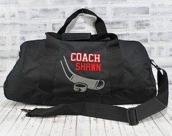 Personalized Ice Hockey COACH Tote or Duffle Bag  3 Lines of Custom Text