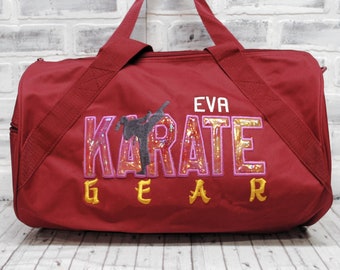 Personalized Maroon Karate Gear Bag: Embroidered Duffle Bag