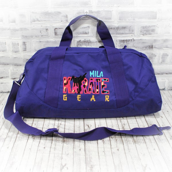 Personalized Rainbow Leopard Karate Bag: Girls Gym Bag