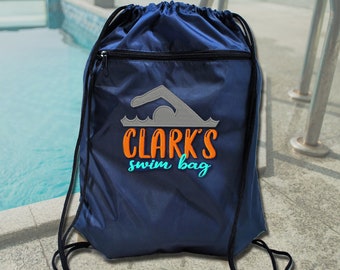 Personalized Swim Boys Cinch Sack Drawstring BackpackChoose your colors!