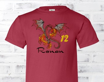 Personalized Comfort Colors Dragon Birthday Shirt