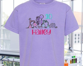 Personalized Girls Purple Science Birthday Shirt