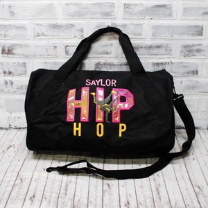 Hip Hop Personalized Travel Bag//For Girls//For Boys Large Black Duffle Bag Shown