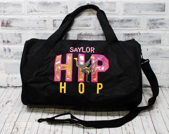 Hip Hop Personalized Travel Bag//For Girls//For Boys- Large Black Duffle Bag Shown