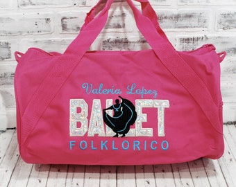 Personalized Dance Ballet Folklorico Tote or Duffle Bag - Small Purple Duffle Bag Shown