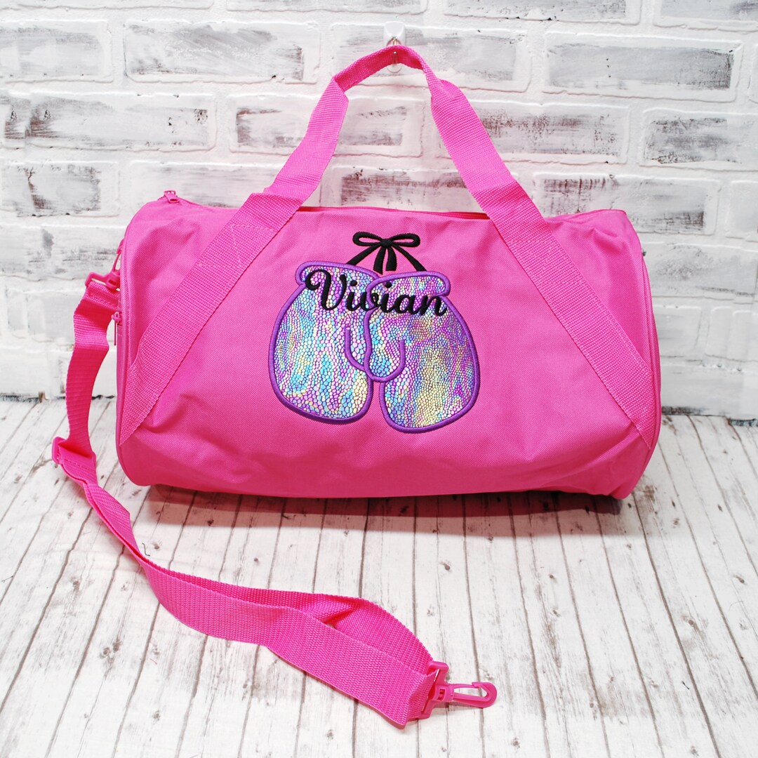 Personalized Purple Boxing Gloves Gym Workout Bag Small Pink Duffle Bag
