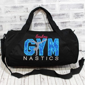 Personalized Gymnastics Travel Bag Turquoise and Hot Pink Duffel Bag Tote Bag for Girl&#39;s Easter or Custom Birthday Gift