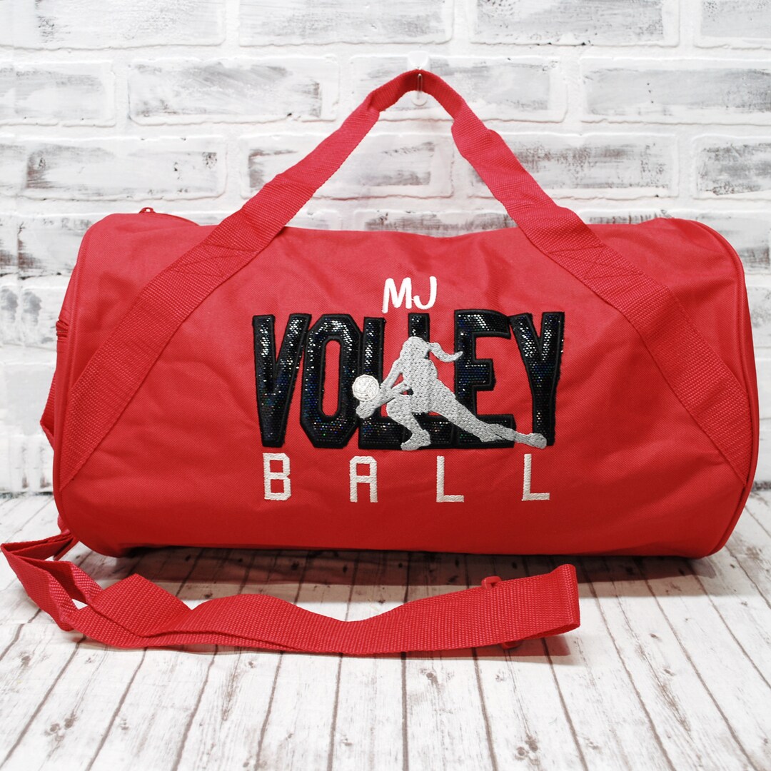 Personalized Volleyball Bag, Red Black Gray, Custom Bag Color, for