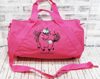 Personalized Girls Unicorn Duffel Bag or Tote Bag