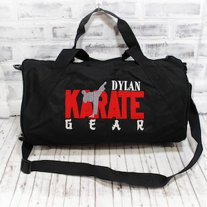 Petit sac de sport noir personnalisé pour équipement de karaté BOY présenté