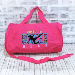 Girls Personalized Soccer Athletic Bag for travel PE bag after school sports  Small Duffle Bag Shown