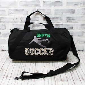 Personalized Soccer Bag//Overnight Bag//Kids Duffle//Teen//Futbol//Coach Gift  Small Black Duffle Bag Shown