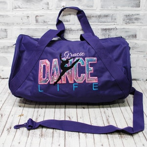 Personalized Dance Ombre Pink and Purple Duffle or Tote Bag - Small Purple Duffle Bag Shown