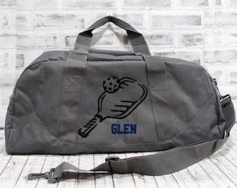 Personalized Pickleball Gray Bag Custom Colors With Name Zippered Tote Bag for Pickleball Duffle Bag Gifts for Guys