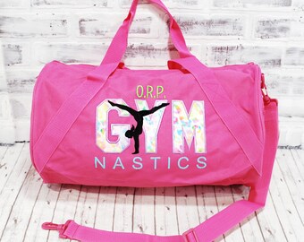 Personalized Gymnastics Bag, Pink Leopard - Small Duffle Bag Shown