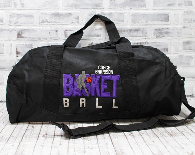 Personalized Basketball Bag for Girls or Boys, Basketball Coach - Custom Color