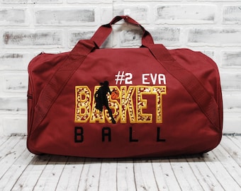 Personalized Maroon Basketball Bagfor girls or boys  Small Maroon Duffle Bag Shown