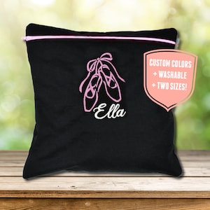Personalized Ballet Washable Bag: Embroidered Pointe Shoes, Custom Name and Bag Color