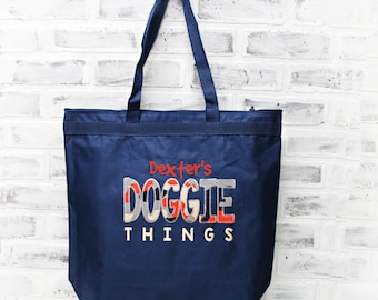 Personalized Doggie Things Travel Bag- available in 3 sizes - for doggie daycare, dog bag, weekender, with zipper