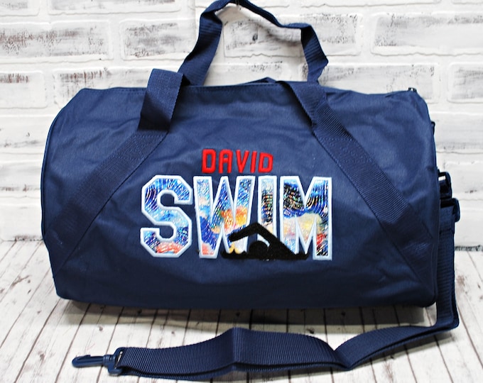 Personalized Galaxy Boys Swim Sports Bag-Small Navy Duffle Shown