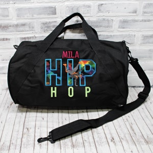 Hip Hop Personalized Bag For Girls or For Boys Small Black Duffle Bag Shown
