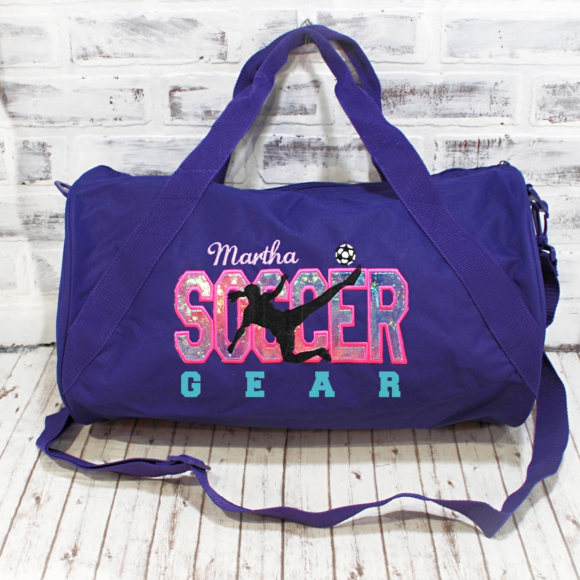 Personalized Kids Sport Duffel Bag – Custom Name & Soccer Silhouette, 18-Inch
