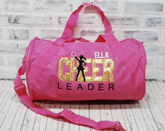 Personalized Gold Cheer Bag - Custom Bag Color - Small Duffle Bag Shown